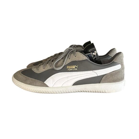 Puma Super Liga OG Retro Suede Shoes Sneakers Size 11.5 Gray White 356999-13 - Picture 1 of 6